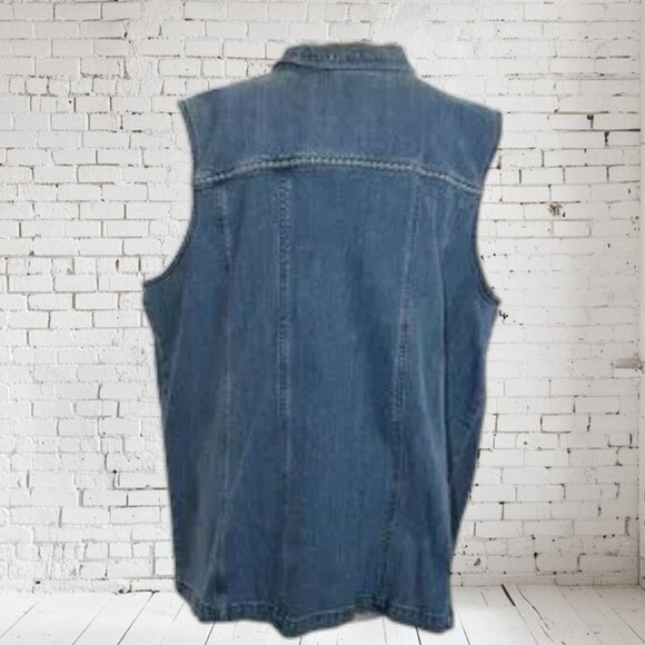 Vintage Liz & Me Signature Blue Jean Vest Embroidered - Picture 4 of 8